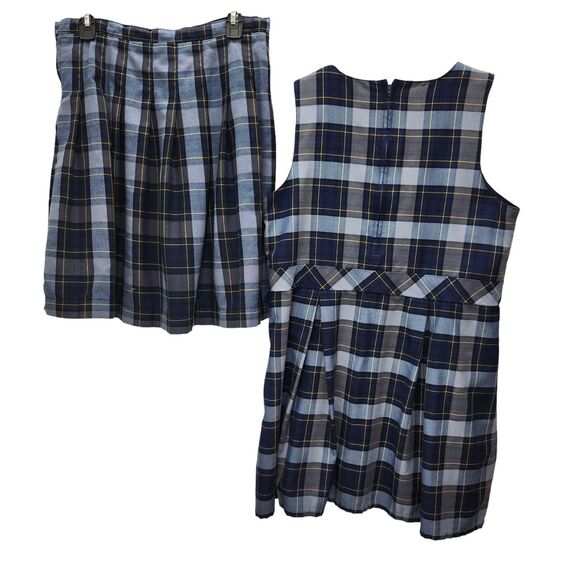 Lands End Youth Girls School Uniform Jumper 16+ and Skirt 16 Blue Yellow Plaid - Picture 3 of 16